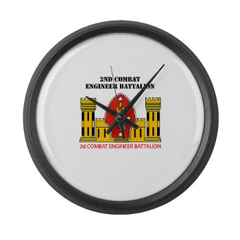 2CEB - M01 - 03 - 2nd Combat Engineer Battalion with Text - Large Wall Clock